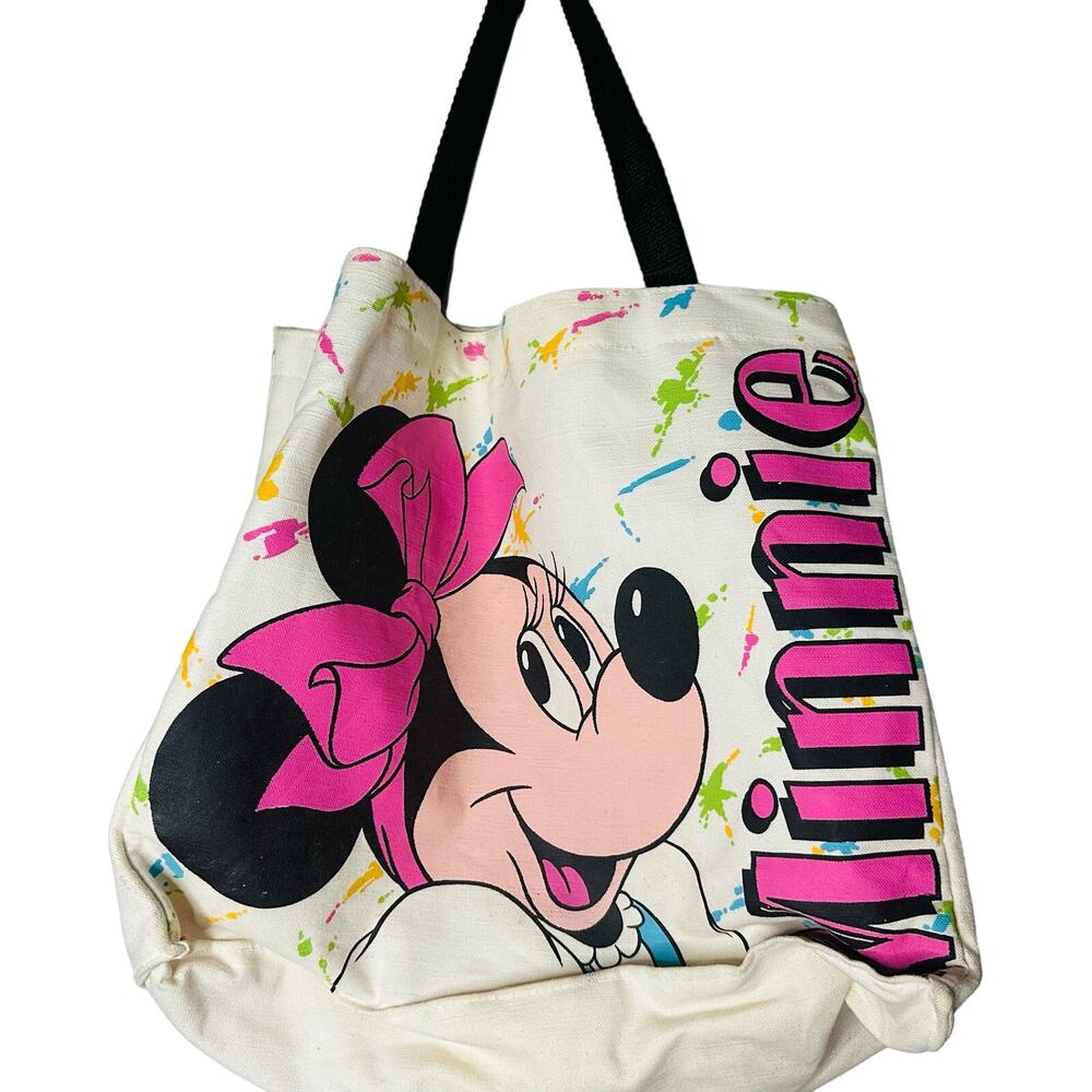 Vintage 80s 90s Disney Minnie Mouse Graphic Canvas Tote Bag